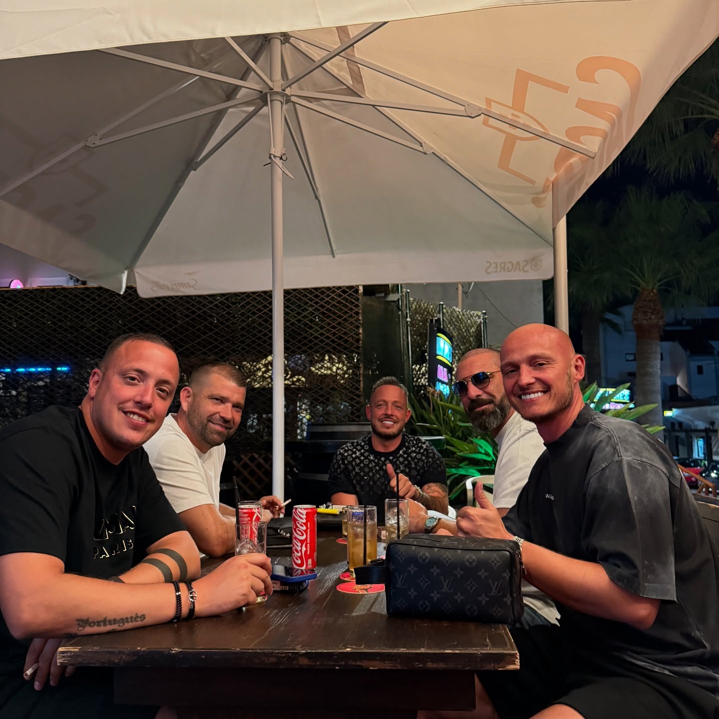 Group outside at night
